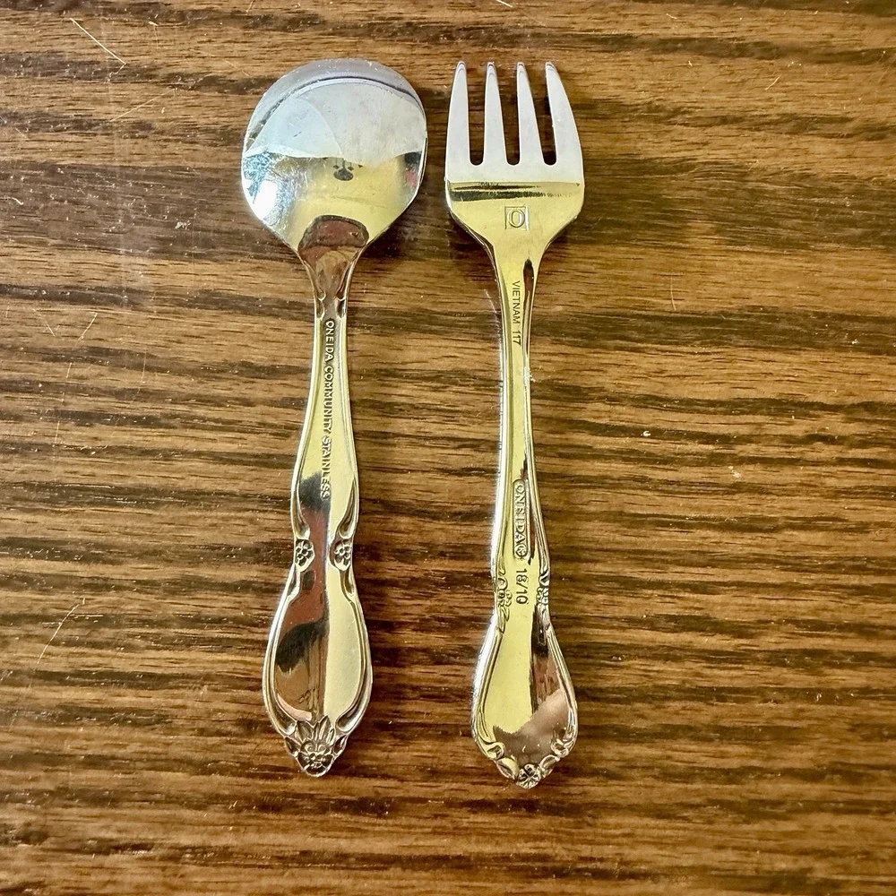 ONEIDA Community Stainless Steel Baby Spoon & Oneida Baby Fork